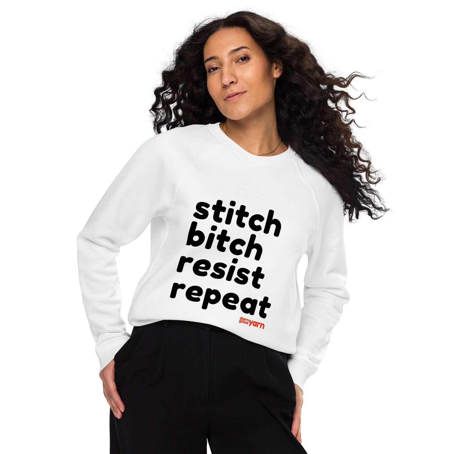 Stitch Bitch Resist Repeat Unisex Organic Raglan Sweatshirt - view 6
