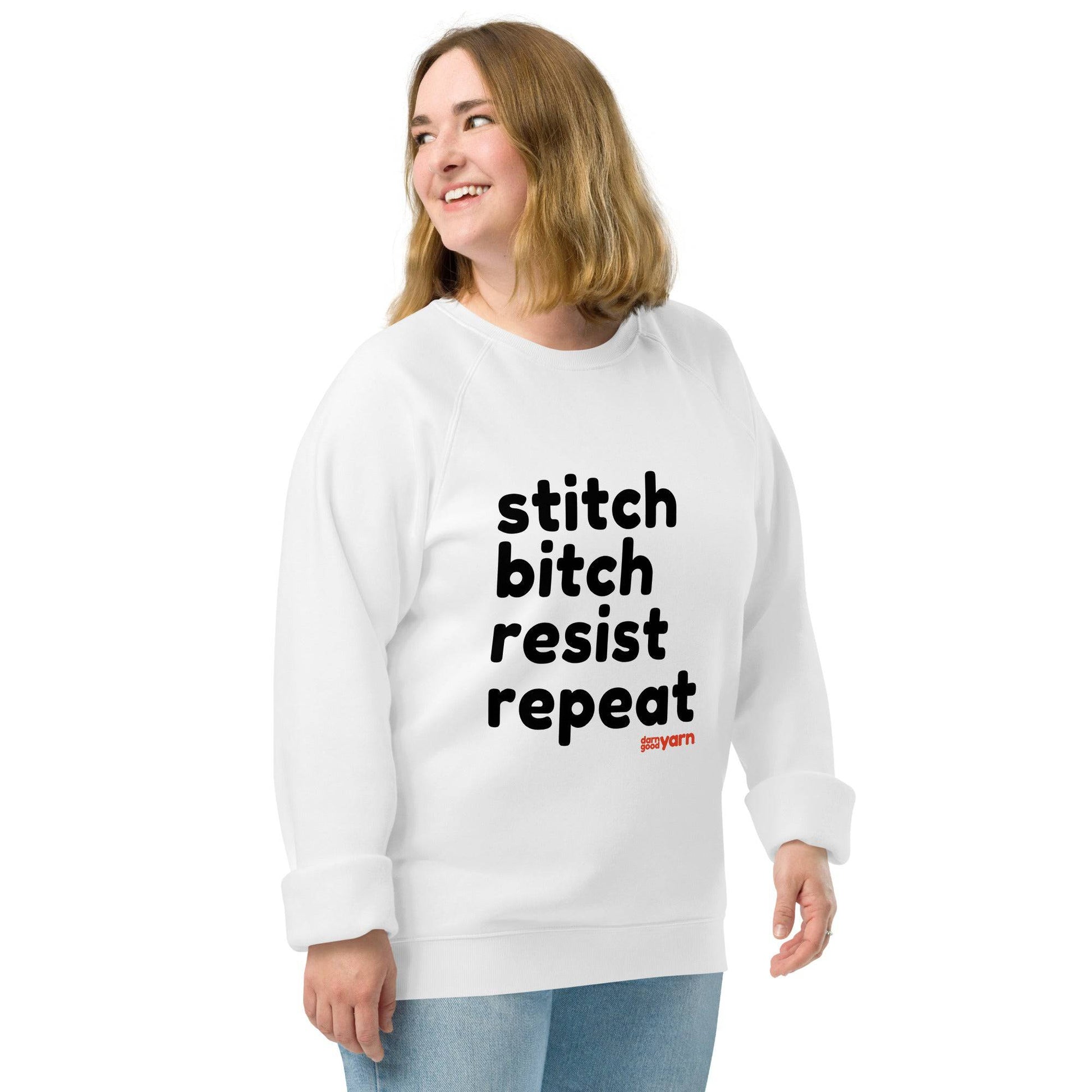 Stitch Bitch Resist Repeat Unisex Organic Raglan Sweatshirt - view 3