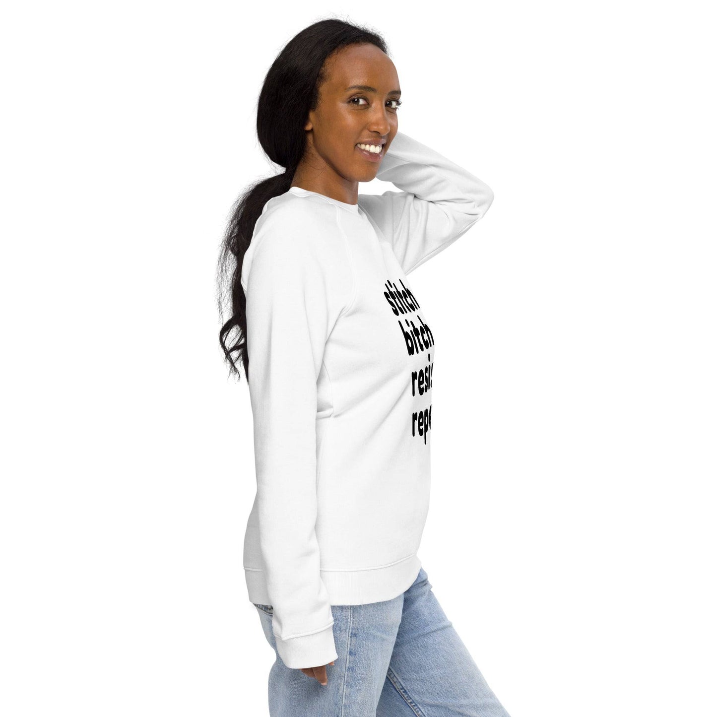 Stitch Bitch Resist Repeat Unisex Organic Raglan Sweatshirt - view 4