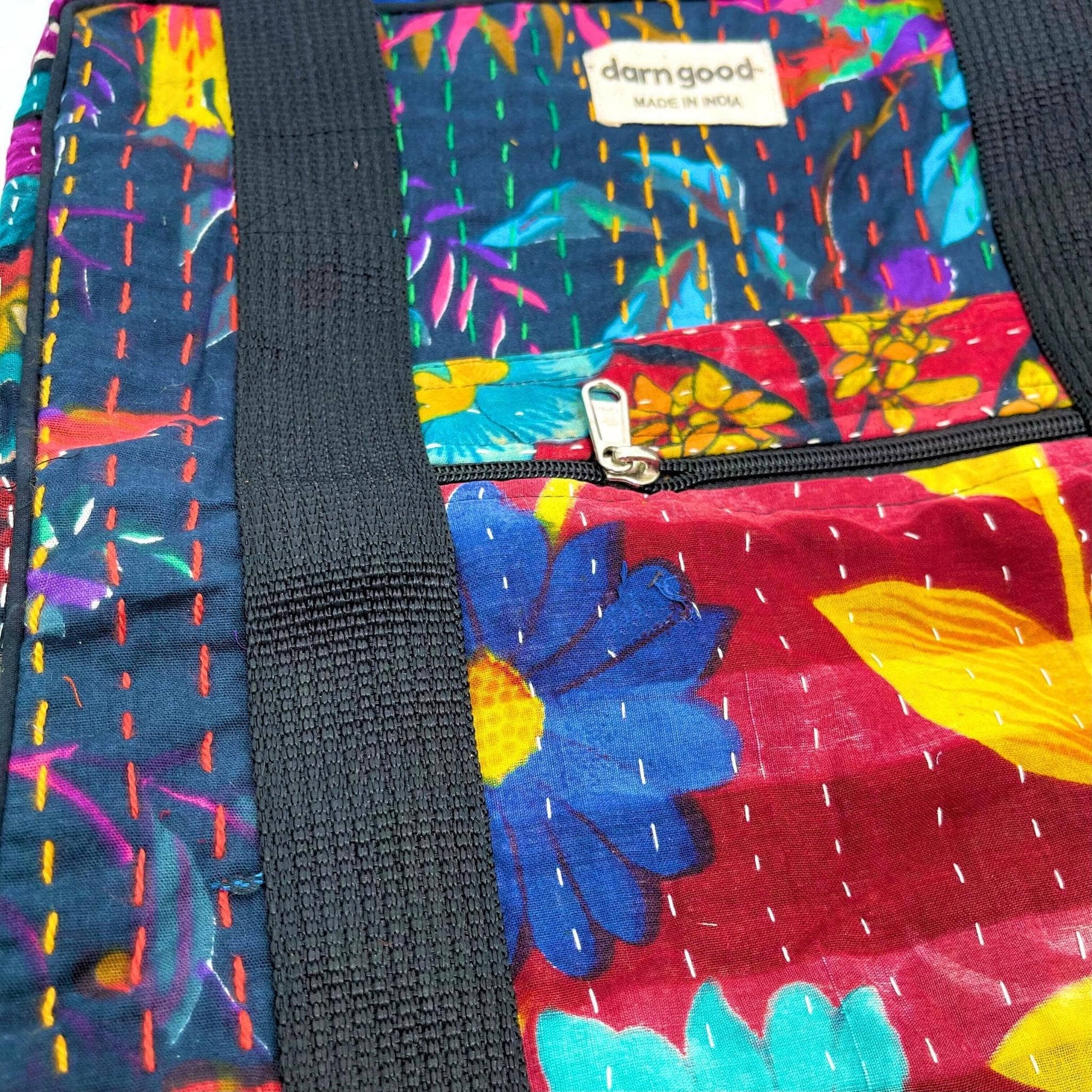Wanderlust Kantha Stitched Bag – Handmade from Reclaimed Sari Fabric - view 5