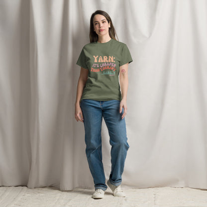 "Yarn: It's Cheaper Than Therapy… Barely" T-Shirt - view 4