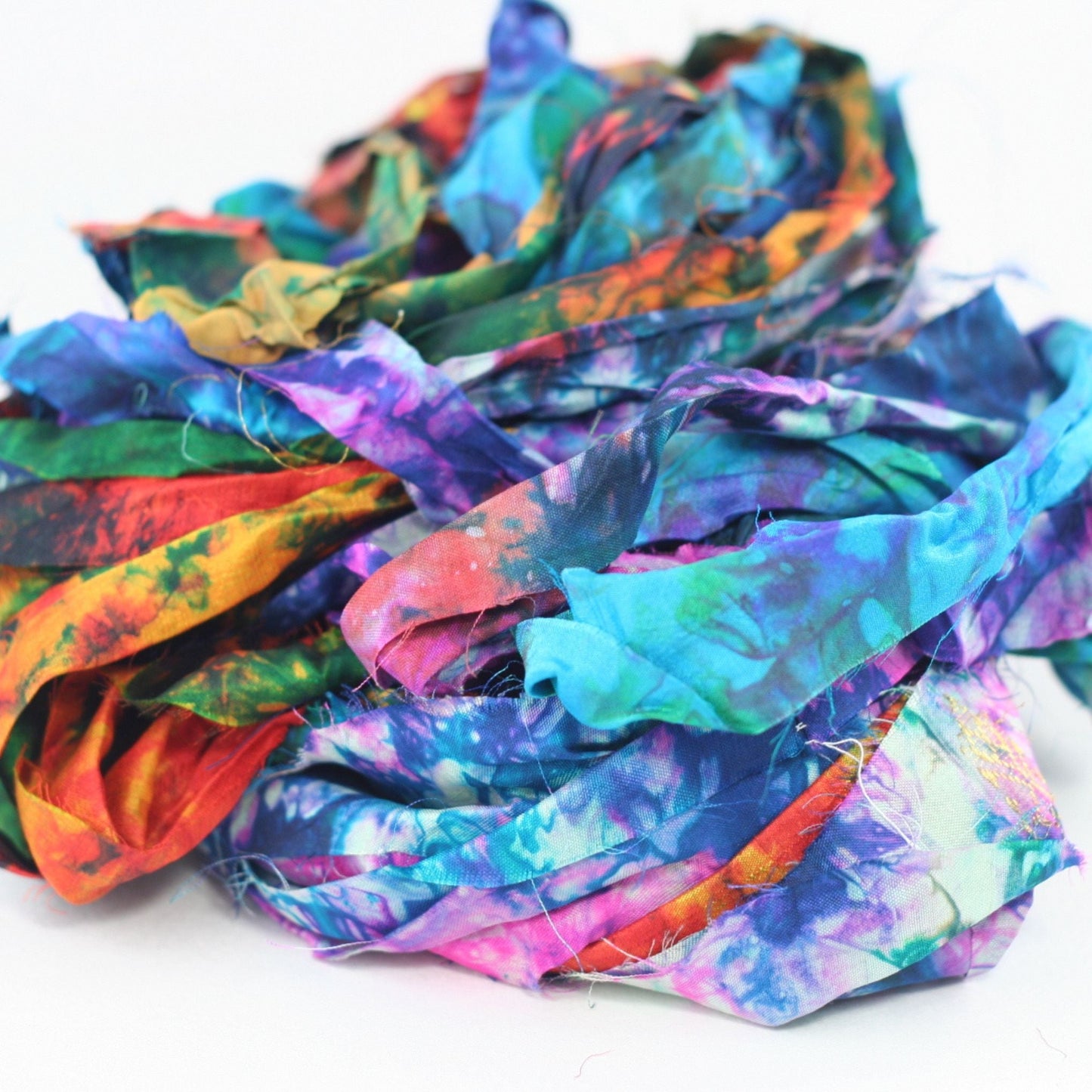 Tie Dyed Gems: Small Batch Sari Silk Ribbon Yarn