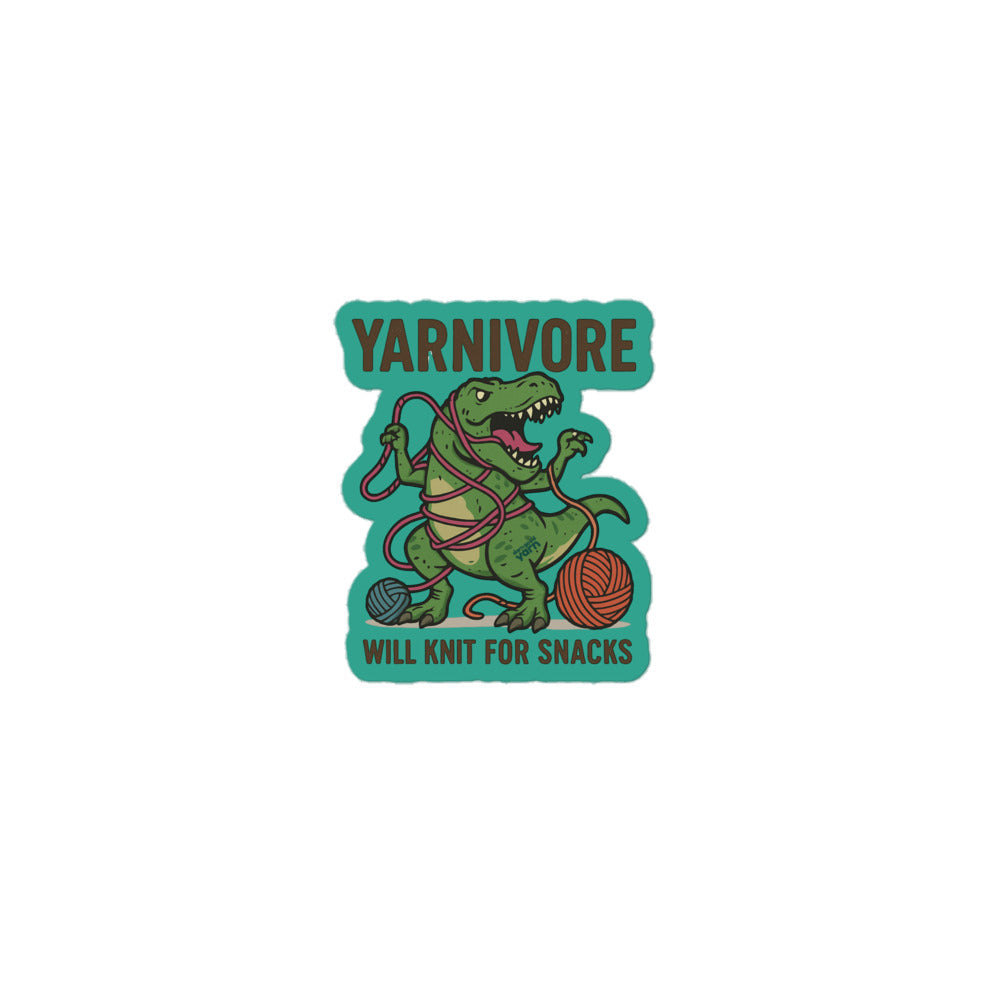 Yarnivore "Will Knit for Snacks" Bubble-Free Sticker