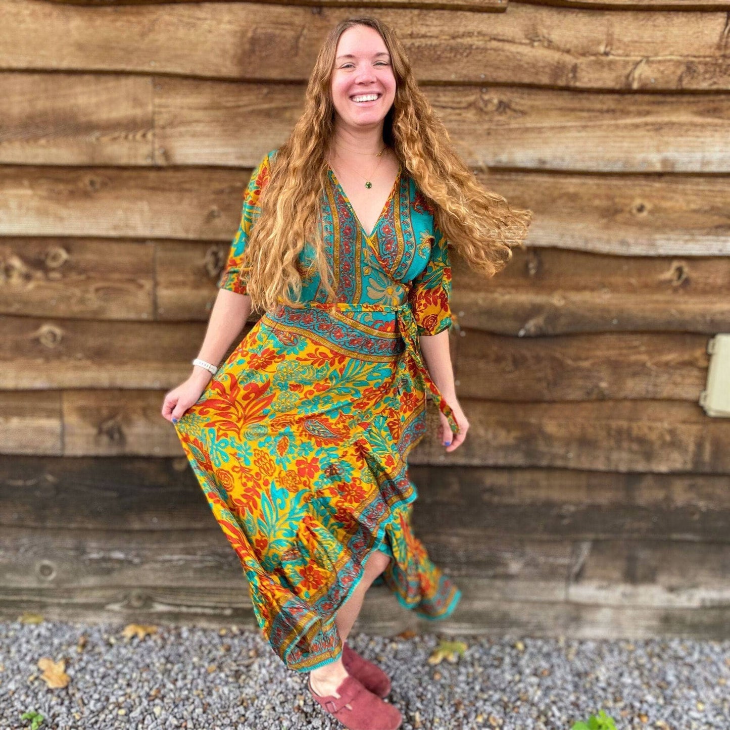 Zaria One-of-a-Kind Wrap Dress – Handmade from Reclaimed Sari Fabric - view 4
