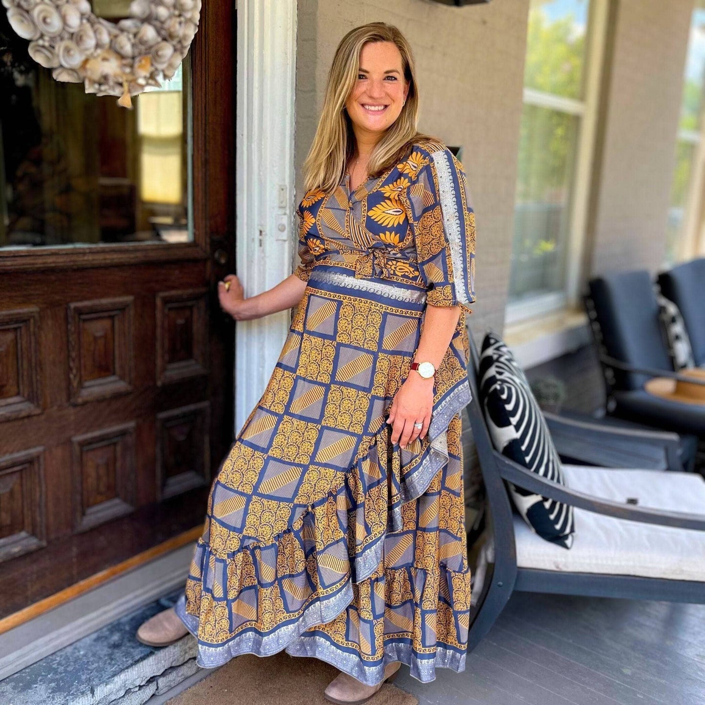 Zaria One-of-a-Kind Wrap Dress – Handmade from Reclaimed Sari Fabric - view 6