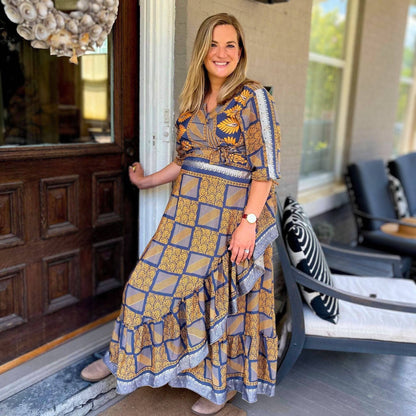 Zaria One-of-a-Kind Wrap Dress – Handmade from Reclaimed Sari Fabric - view 6