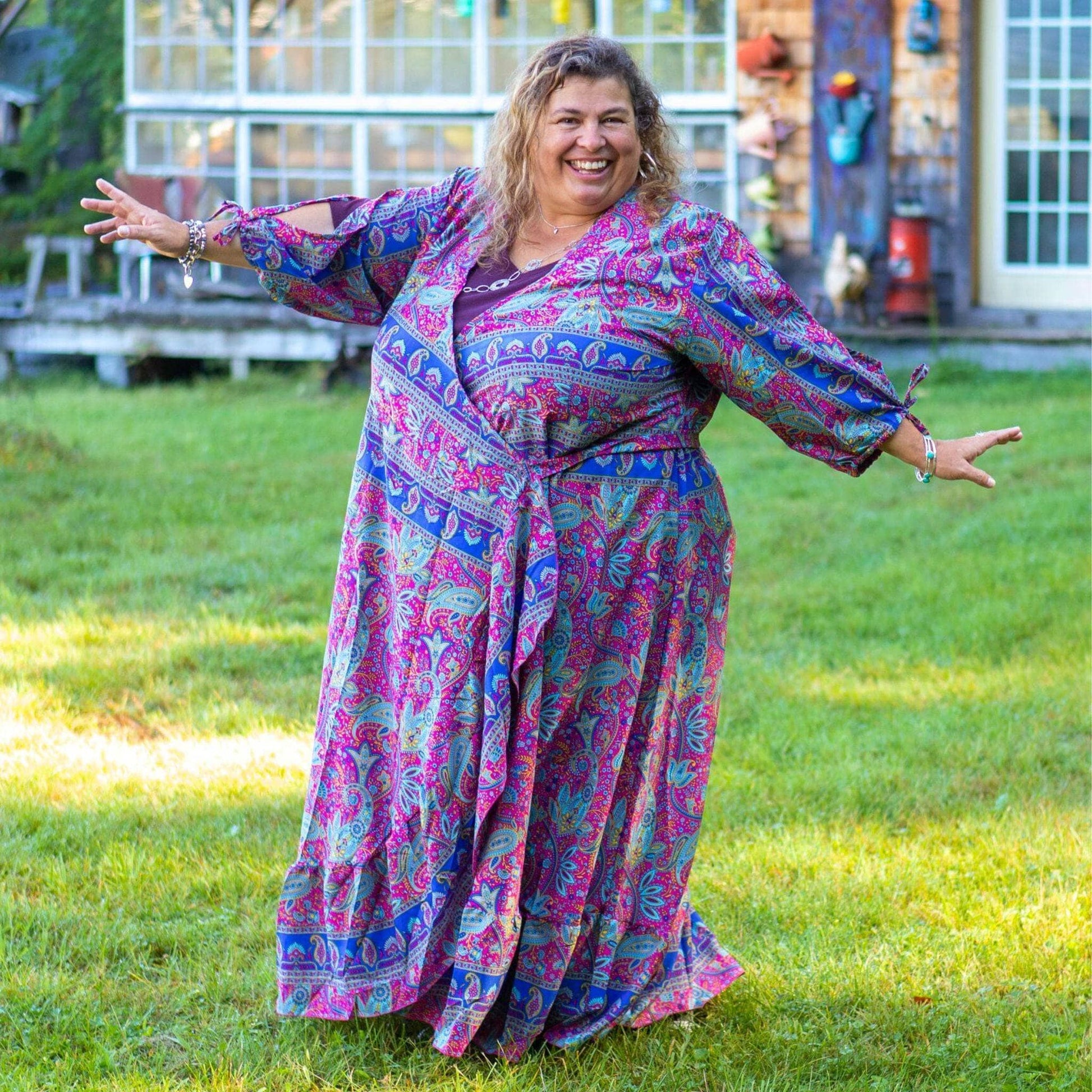 Zaria One-of-a-Kind Wrap Dress – Handmade from Reclaimed Sari Fabric - view 10